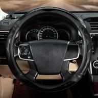 🚗 colinoo non-slip steering wheel cover - round pu leather 15 inch - better grip - black - fashionable sports model - universal car interior accessory logo