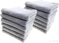 ultra soft edgeless microfiber cleaning towels - pack of 12, all-purpose plush towels - 12' x 12', super absorbent (gray) by mr towels logo