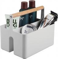 коллекция grey / natural aura портативный органайзер для душевой кабины с бамбуковой ручкой для ванной, общежития и шкафа - разделенное хранилище для шампуня и кондиционера от mdesign логотип