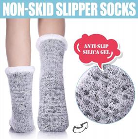 img 2 attached to Women'S Fuzzy Non-Slip Winter Slipper Socks With Cute Cartoon Animal Design