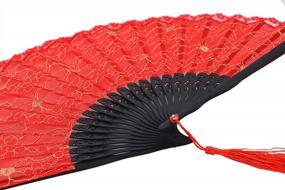 img 3 attached to Vintage Bamboo Wood Silk Folding Hand Fan For Women - Amajiji HBSY (23Cm) (003)