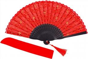 img 4 attached to Vintage Bamboo Wood Silk Folding Hand Fan For Women - Amajiji HBSY (23Cm) (003)