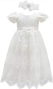 img 4 attached to Formal Occasion Dresses For Toddler Girls: Glamulice Baptism Christening Flower Dress