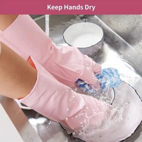 img 1 attached to 3 пары многоразовых прочных резиновых чистящих перчаток для мытья посуды и использования на кухне - BOOMJOY
