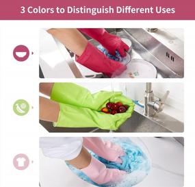 img 3 attached to 3 пары многоразовых прочных резиновых чистящих перчаток для мытья посуды и использования на кухне - BOOMJOY
