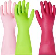 3 пары многоразовых прочных резиновых чистящих перчаток для мытья посуды и использования на кухне - boomjoy логотип