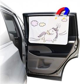 img 4 attached to GgomaART Солнцезащитный козырек для бокового окна автомобиля - Универсальная реверсивная магнитная шторка для младенцев и детей с защитой от солнца, блокирующей повреждения от прямого яркого солнечного света и тепла - 1 шт. Единорога
