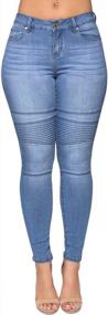 img 4 attached to Women'S Skinny Moto Jeggings Denim Slim Fit Mid Rise Stretch Pencil Pants