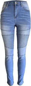 img 3 attached to Women'S Skinny Moto Jeggings Denim Slim Fit Mid Rise Stretch Pencil Pants