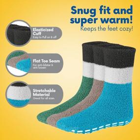 img 3 attached to Mens Fuzzy Socks Grip Non-Slip Microfiber Plush Sleeping Soft Anti-Skid 5/6 Pairs By Debra Weitzner