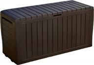outdoor storage solution: keter marvel plus brown resin box with 71 gallon capacity for patio furniture cushions логотип