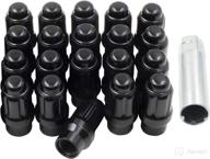 🔩 set of 20 black 1/2 lug nuts, closed end small diameter et - extended thread, 0.32" shank length, 1/2 unf spline lug nuts with 1 socket key - wheel accessories parts logo