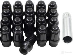 img 4 attached to 🔩 Set of 20 Black 1/2 Lug Nuts, Closed End Small Diameter ET - Extended Thread, 0.32" Shank Length, 1/2 UNF Spline Lug Nuts with 1 Socket Key - Wheel Accessories Parts