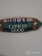 img 1 attached to Coastal Plaque With Surfboard Shape And Starfish Wall Hanging - Perfect Beach Decor For Relaxing Beachcombers, Life Is Good In Blue review by Jerry Mills