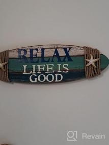 img 6 attached to Coastal Plaque With Surfboard Shape And Starfish Wall Hanging - Perfect Beach Decor For Relaxing Beachcombers, Life Is Good In Blue