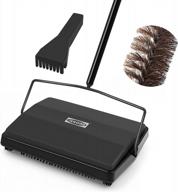 non-electric manual carpet sweeper with horsehair roller brush for effortless cleaning - perfect for pet hair, debris, and lint logo