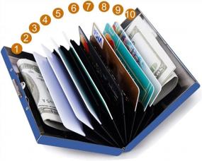 img 3 attached to 📇 Secure RFID Credit Card Holder: Metal Wallet for Men and Women in a Stylish Blue Gift Box Package