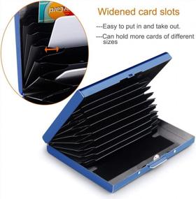 img 1 attached to 📇 Secure RFID Credit Card Holder: Metal Wallet for Men and Women in a Stylish Blue Gift Box Package