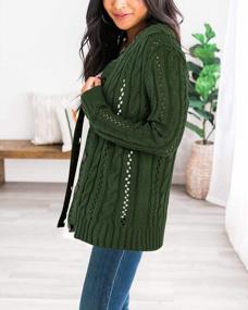 img 3 attached to Women'S Cable Knit Button Down Short Cardigan Sweaters - Boho Open Front Long Sleeve Crochet Outerwear By Dellytop