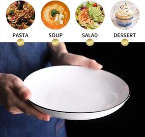 img 2 attached to Set Of 6 YOLIFE 8-Inch Porcelain Pasta Salad Plates, 20Oz Bowls For Salads, Cereal, And Soups