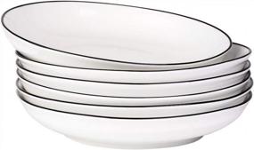 img 4 attached to Set Of 6 YOLIFE 8-Inch Porcelain Pasta Salad Plates, 20Oz Bowls For Salads, Cereal, And Soups