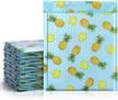 pack of 25 high-grade teal pineapple poly bubble mailers - designer boutique custom padded envelopes with pearlescent finish - size 8.5x12 inches - fuxury fu global #2 logo
