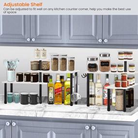 img 1 attached to Homode 3 Tier Wood Spice Rack In Vintage White - Corner Countertop Organizer And Space Saver For Bathroom And Kitchen Counter Storage, Adjustable Shelf Stand With Easy Assembly