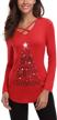 stylish iclosam women's christmas tops with letter print and sexy cross v neckline, long sleeve tunic blouse for xmas holiday logo