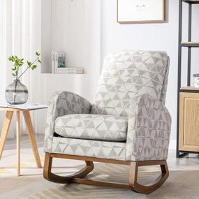 img 4 attached to Comfortable And Stylish Dolonm Rocking Chair For Baby Nursery And Living Spaces - Grey Geometry