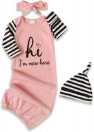 striped cotton newborn nightgown and sleeping bag set for baby boys and girls - perfect for coming home outfit логотип