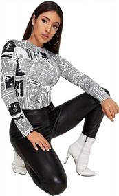 img 1 attached to Stay Chic And Edgy With WDIRARA Women'S Newspaper Print Long Sleeve Slim Top