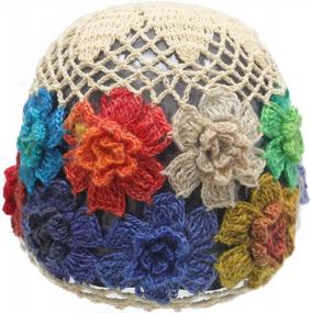 img 4 attached to Handmade Cutout Floral Skull Cap Beanie Hat For Women - Knit With Cotton By ZLYC