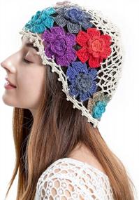 img 1 attached to Handmade Cutout Floral Skull Cap Beanie Hat For Women - Knit With Cotton By ZLYC