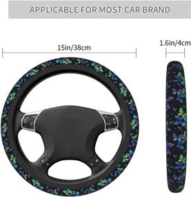 img 2 attached to Universal Neoprene Steering Wheel Cover 15 Inch - Blue Butterfly Design for Car Interior Protection. Anti-Slip Grip, Perfect Fit for Cars, Trucks, and SUVs. Ideal Steering Wheel Wrap for Men and Women.