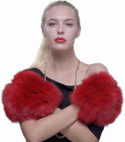 img 4 attached to Fashionable And Warm: URSFUR Authentic Fox Fur Mittens For Women In Winter