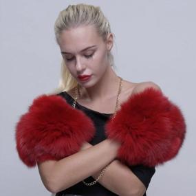 img 2 attached to Fashionable And Warm: URSFUR Authentic Fox Fur Mittens For Women In Winter