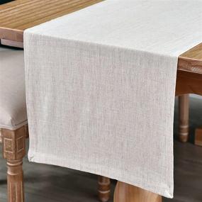 img 4 attached to Rustic Beige Linen Table Runner - 90 Inches Long For Chic Farmhouse Style Dining Tables, Dressers, And Banquets. Perfect For Dinning, Wedding Showers, And Parties - 14X90 Inches - Best Table Decor.