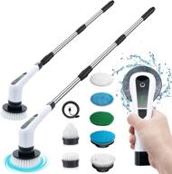 🧼 rechargeable electric spin scrubber with 7 brush heads and adjustable extension handle - ideal for tile, floor, tub, window, wall, car cleaning logo