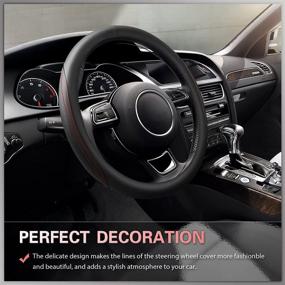 img 3 attached to 🚗 Enhance Your Driving Experience with K KNODEL Microfiber Leather Steering Wheel Cover - Universal Fit 15 Inch Car Wheel Protector in Black