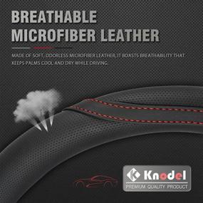 img 1 attached to 🚗 Enhance Your Driving Experience with K KNODEL Microfiber Leather Steering Wheel Cover - Universal Fit 15 Inch Car Wheel Protector in Black