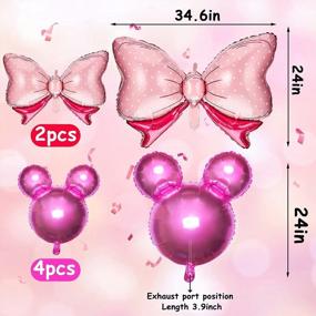 img 2 attached to Воздушные шары из алюминиевой фольги с розовым бантом для детского душа, свадьбы, украшения для детской тематической вечеринки - 6 шт. Воздушные шары на день рождения с мышью