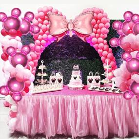 img 3 attached to Воздушные шары из алюминиевой фольги с розовым бантом для детского душа, свадьбы, украшения для детской тематической вечеринки - 6 шт. Воздушные шары на день рождения с мышью