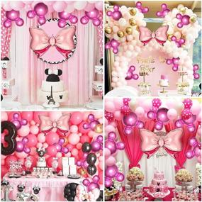 img 1 attached to Воздушные шары из алюминиевой фольги с розовым бантом для детского душа, свадьбы, украшения для детской тематической вечеринки - 6 шт. Воздушные шары на день рождения с мышью