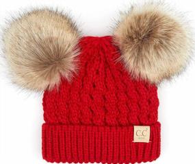 img 3 attached to Soft & Warm Kids Beanie With Double Faux Fur Pom Poms - Funky Junque Winter Knit Hat
