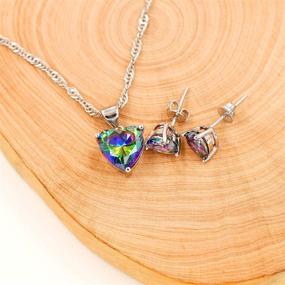 img 2 attached to Stunning 10mm Simulated Mystic Topaz Rainbow Heart Pendant Necklace - Platinum Plated Beauty (Y891)