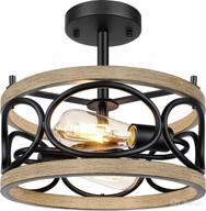 rustic farmhouse ceiling light: 2-light semi flush mount fixture with industrial black finish - perfect for bedroom, living room, kitchen, hallway, entryway, porch логотип