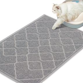 img 4 attached to 🐾 Heeyoo Cat Litter Mat: Keep Floors Clean with Large Kitty Litter Box Mat - 35 x 23 Inches, Waterproof & Non-Slip Backing, Soft on Kitty Paws