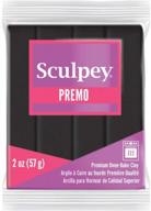 🖤 sculpey premo polymer oven-bake clay - black, non toxic, 2 oz. bar - ideal for jewelry making, holidays, diy crafts, mixed media, and home décor projects - premium clay for clayers and artists logo