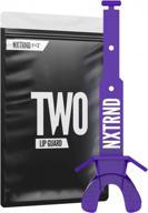 youth football mouth guard with connected strap - compatible with braces (purple) by nxtrnd two logo