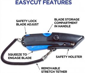 img 1 attached to COSCO 091524 Box Cutter Knife - 🔪 Shielded Blade for Precision Cutting - Black/Blue Design